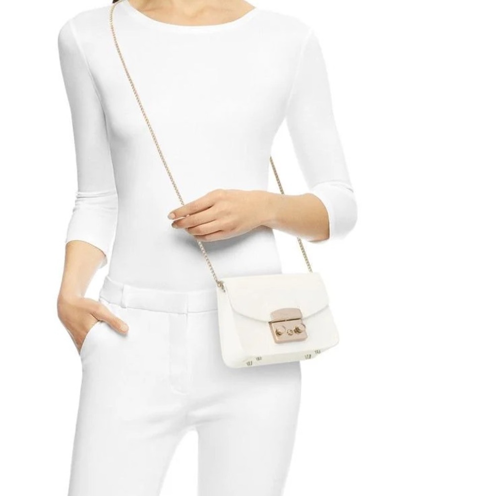 Furla White Mini Crossbody Metropolis Bag